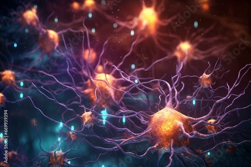 Concept depicting the cells of neurons. Generative AI