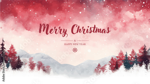 Merry Christmas and Happy New Year greeting card. Vector illustration.