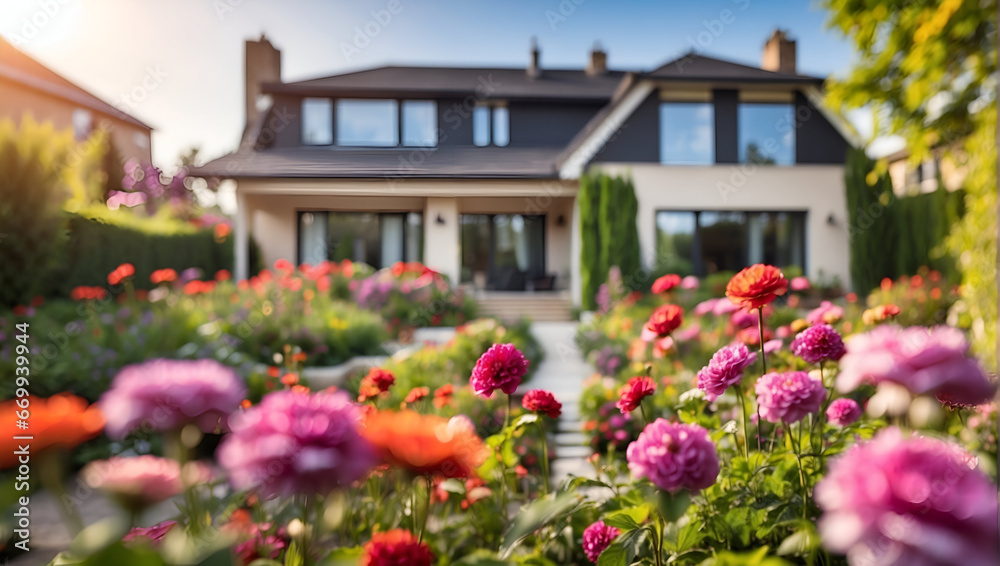 house with flowers