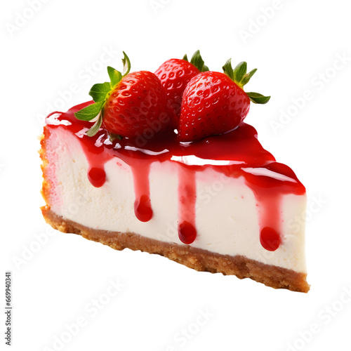 Dessert Strawberry Cheese Cake Isolated on a transparent background
