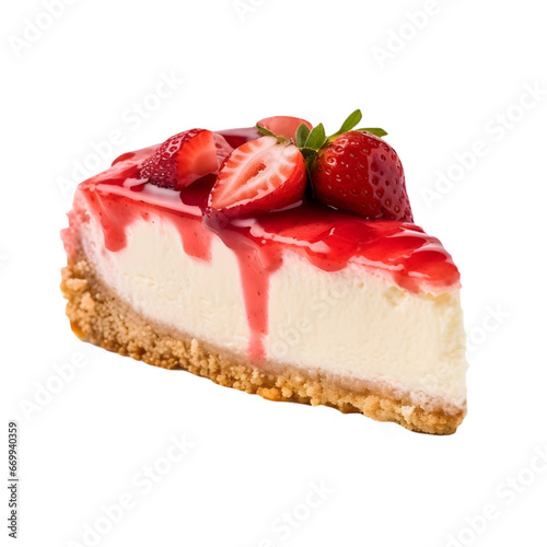 Dessert Strawberry Cheese Cake Isolated on a transparent background