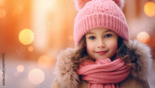 Portrait of a young beautiful girl in pink
