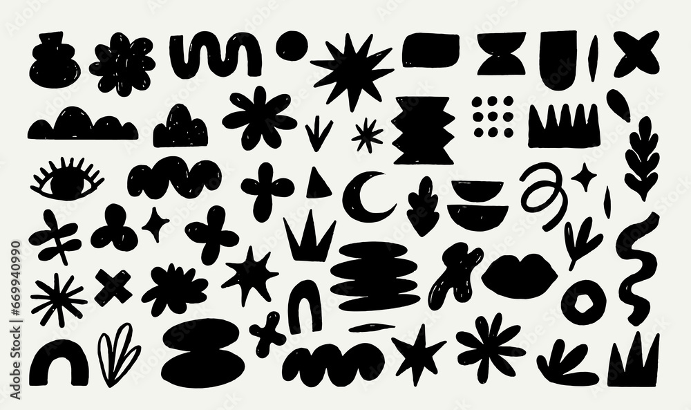 © Marina Zlochin - Hand drawn naive, bizarre abstract geometric shapes and forms. Modern contemporary figures, various organic shapes and doodle objects, vector graphic elements © Marina Zlochin - Hand drawn naive, bizarre abstract geometric shapes and forms. Modern contemporary figures, various organic shapes and doodle objects, vector graphic elements