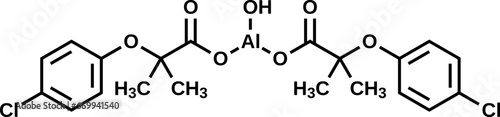 Aluminium clofibrate structural formula, vector illustration