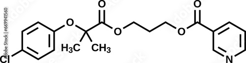 Ronifibrate structural formula, vector illustration 