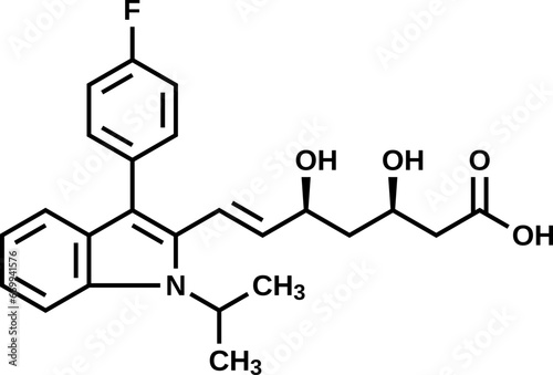 Fluvastatin structural formula, vector illustration