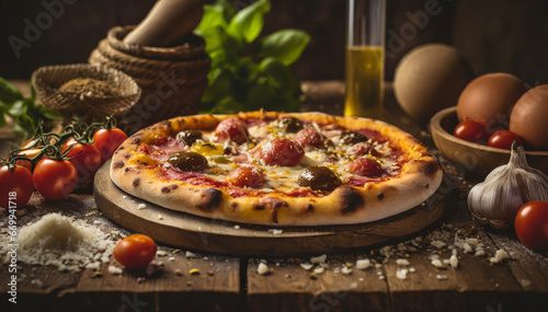 Delicious pizza studio photo shoot
