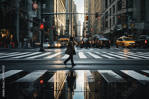 People crossing the street in New York City. photo