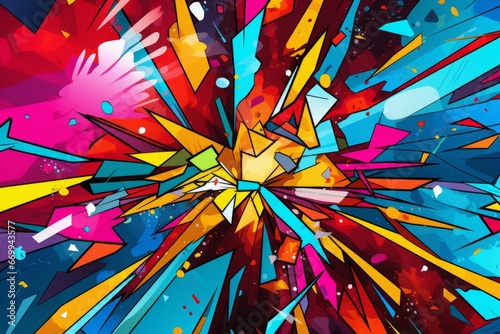 vibrant pop art explosion of colors and forms, Generative AI