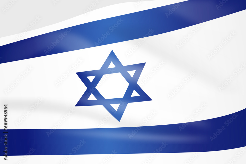 National waving flag of Israel realistic vector print design. Country flags. Symbol, icon, emblem, banner, background
National waving flag of Israel realistic vector print design. Country flags. Symbol, icon, emblem, banner, background