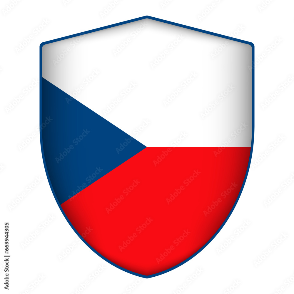 Czech Republic flag in shield shape. Vector illustration.