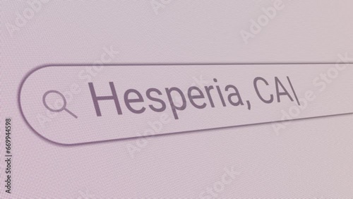 Search Bar Hesperia CA 
Close Up Single Line Typing Text Box Layout Web Database Browser Engine Concept photo