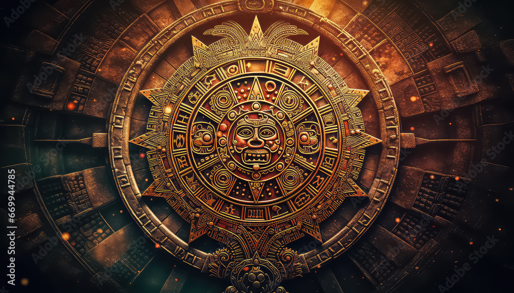 The ancient Mayan calendar in Mexico - obrazy, fototapety, plakaty 