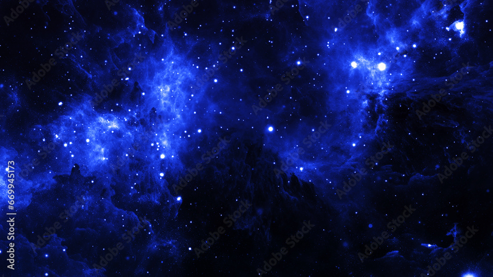 Fototapeta premium Universe with stars, nebulae and galaxy. Blue dark night sky with many stars. Artistic visualization. Space. A stars, planets, nebulas