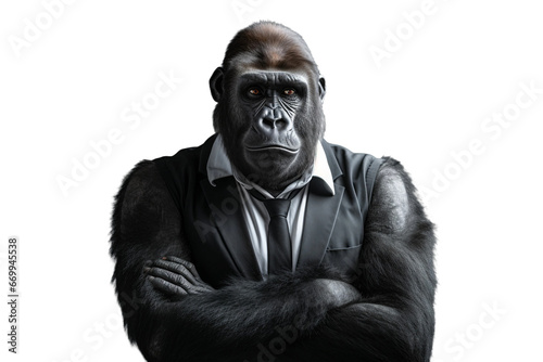 Gorilla Scholar with Blackboard on isolated background