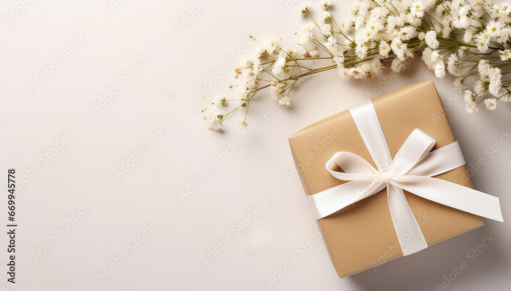 Top view concept photo of woman's day composition gift boxes with bows ribbon flowers on isolated pastel background with copyspace for text - obrazy, fototapety, plakaty 