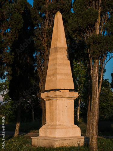 Obelisk in memory of the poet Giosue Carducci in Castagneto Carducci, Tuscany, Italy photo