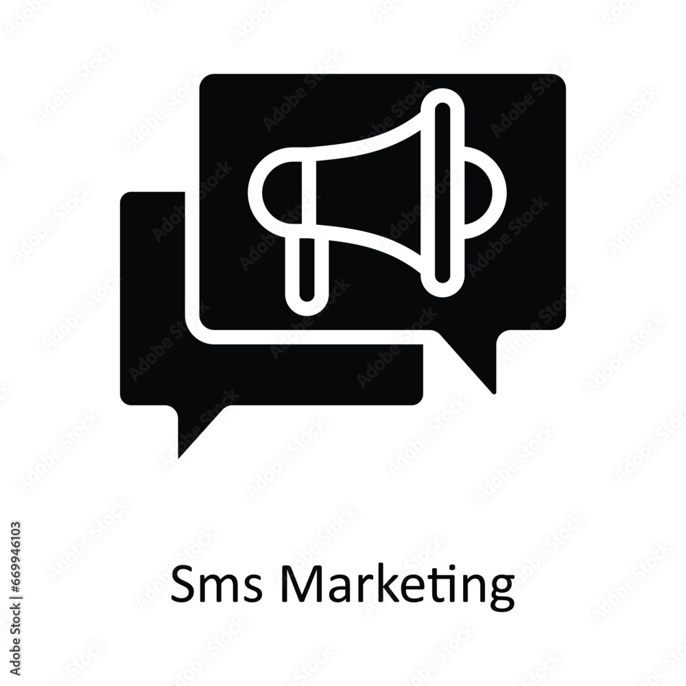 Naklejka premium Sms Marketing vector solid Design illustration. Symbol on White background EPS 10 File