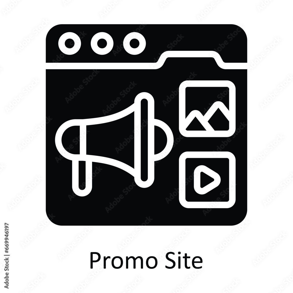 Promo Site vector solid Design illustration. Symbol on White background EPS 10 File Promo Site vector solid Design illustration. Symbol on White background EPS 10 File