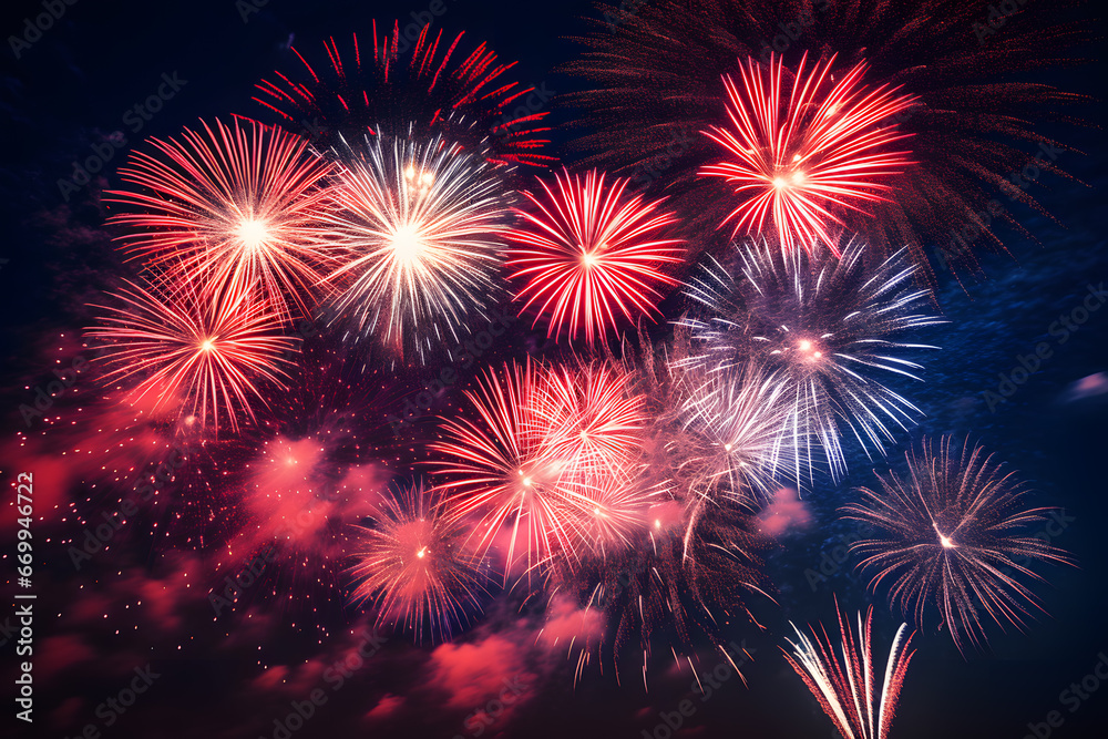 Obraz premium Vibrant Fireworks Lighting up the Night Sky