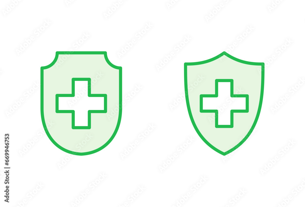 Fototapeta premium Health insurance icon set. Insurance health document icon
