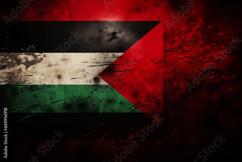 Freedom for Palestine, free Gaza, flag, abstract art, red, green, black. Created by AI
