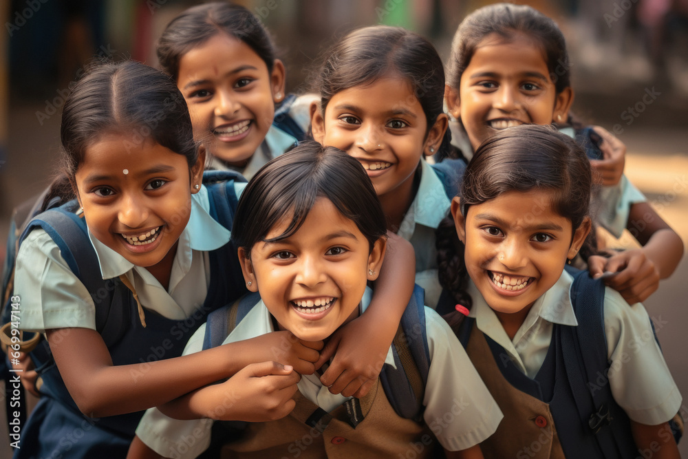 Obraz premium group of Indian Rural School Students