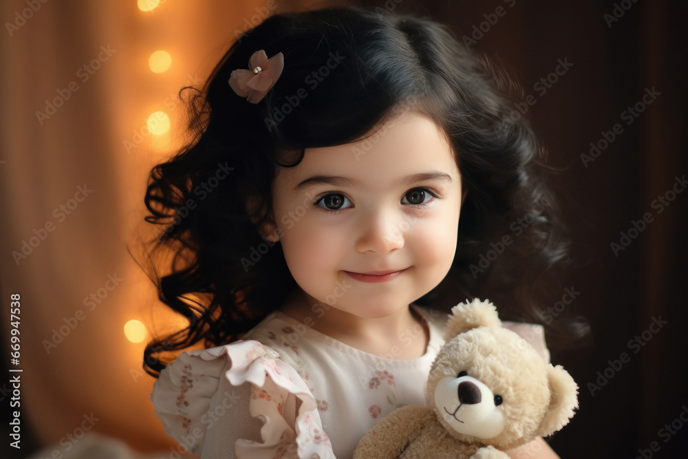Beautiful Indian little girl with teddy bear Beautiful Indian little girl with teddy bear