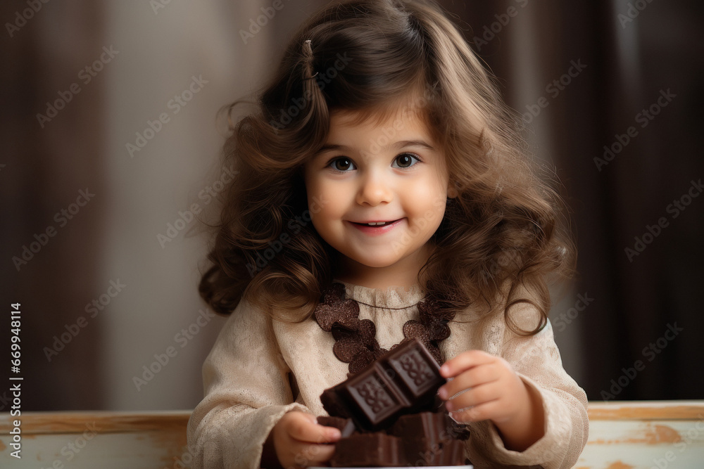 cute little girl holding chocolate cute little girl holding chocolate