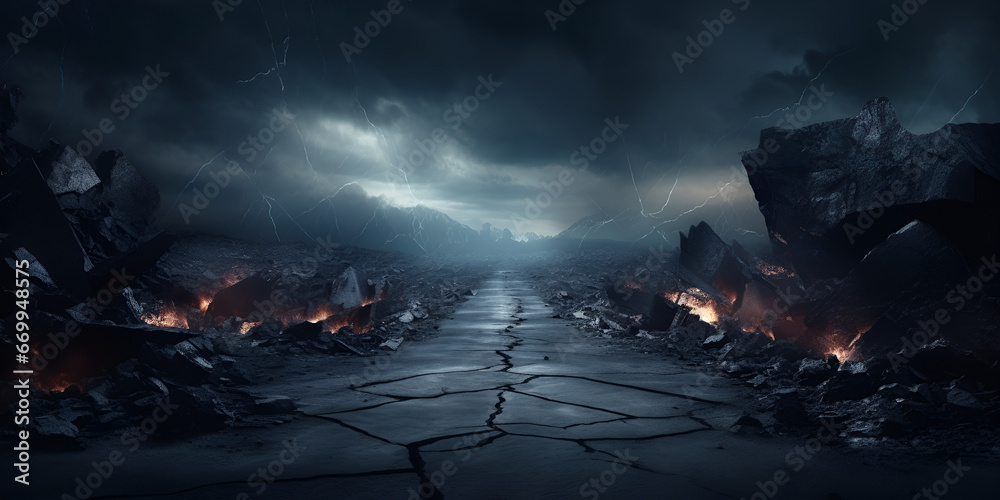 End of the world. Apocalypse 3D. Extinction-level event. Dystopian and apocalyptic background,AI Generative 