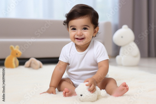 cute indian little baby having fun