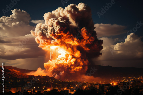 Image capturing the moment of explosion at night