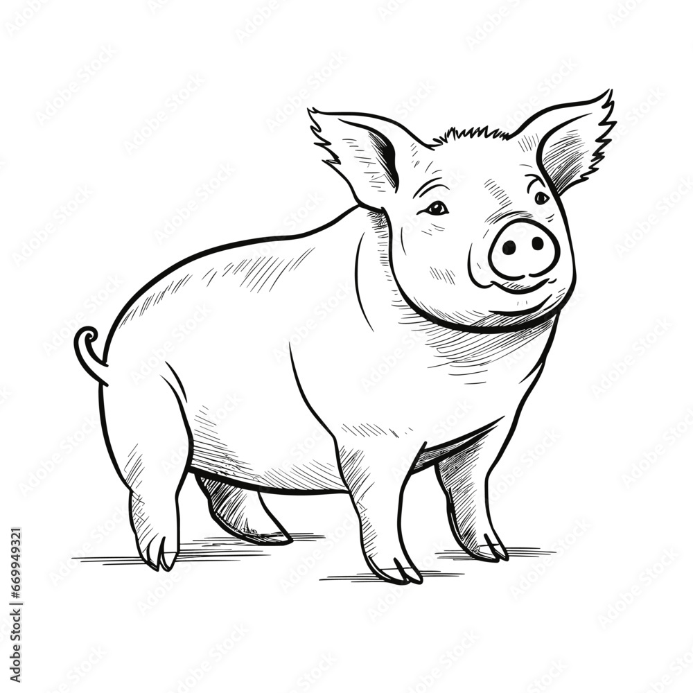 Fototapeta premium Sow hand-drawn illustration. Sow. Vector doodle style cartoon illustration. ai generative