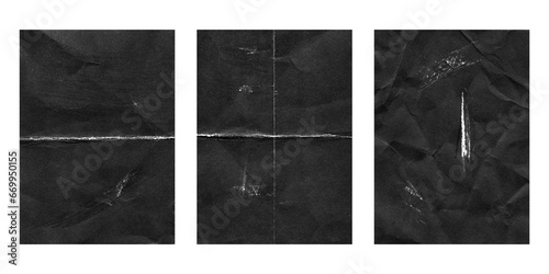 Collection of 3 Folded paper retro aged grunge textures, to create a vintage visual effect for backgrounds for music cd covers, posters, greeting cards, banners, web, landings and other 