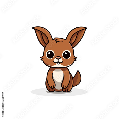 Rabbit doe hand-drawn illustration. Rabbit doe. Vector doodle style cartoon illustration