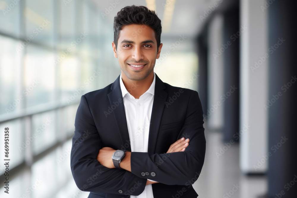 Indian businessman standing with hands folded
