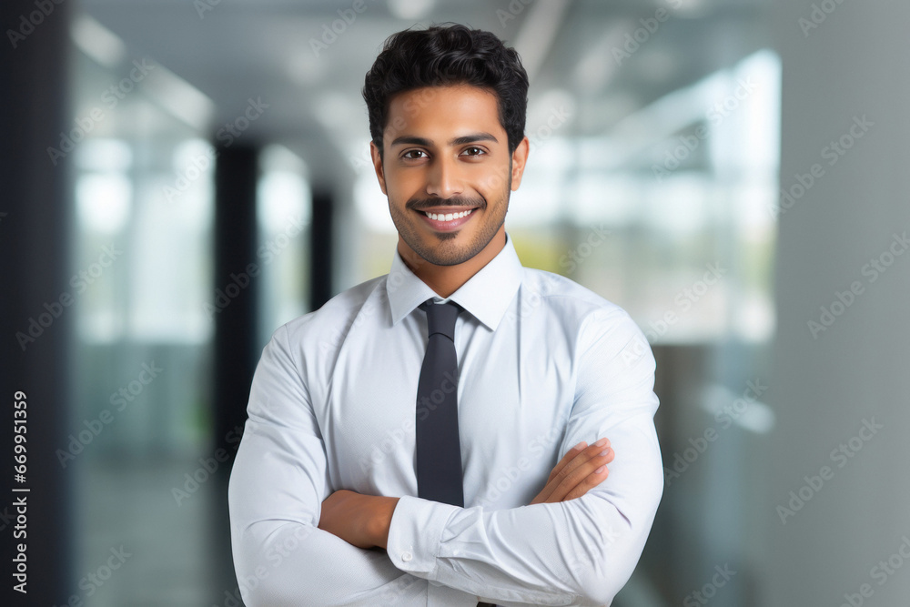 Indian businessman standing with hands folded Indian businessman standing with hands folded