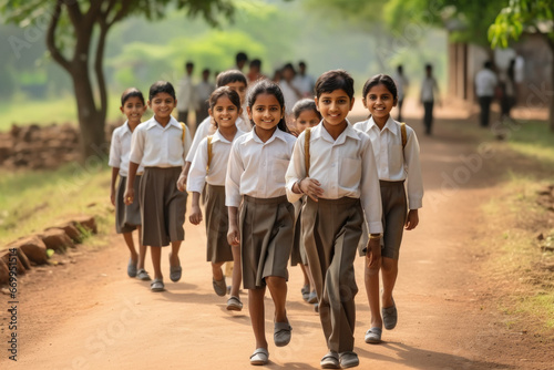 rural side Students are going to school photo