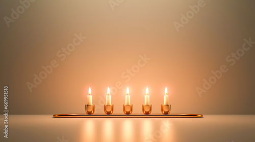 Cozy background with set of burning candles, banner design.