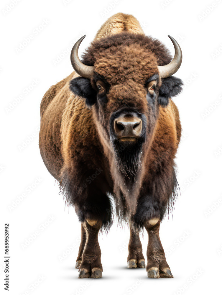 Bison Studio Shot Isolated on Clear White Background, Generative AI Bison Studio Shot Isolated on Clear White Background, Generative AI