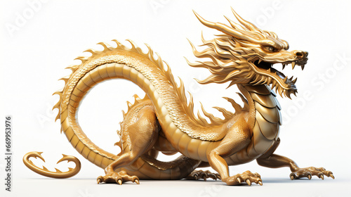 Chinese golden dragon on a white background © Daniel