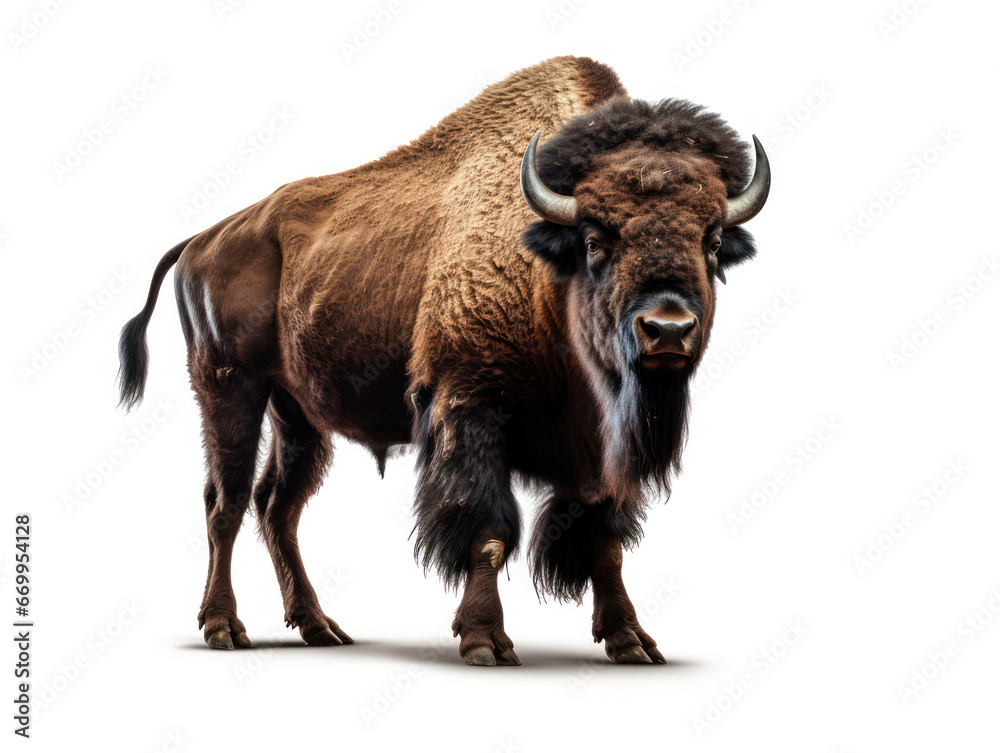 Bison Studio Shot Isolated on Clear White Background, Generative AI Bison Studio Shot Isolated on Clear White Background, Generative AI