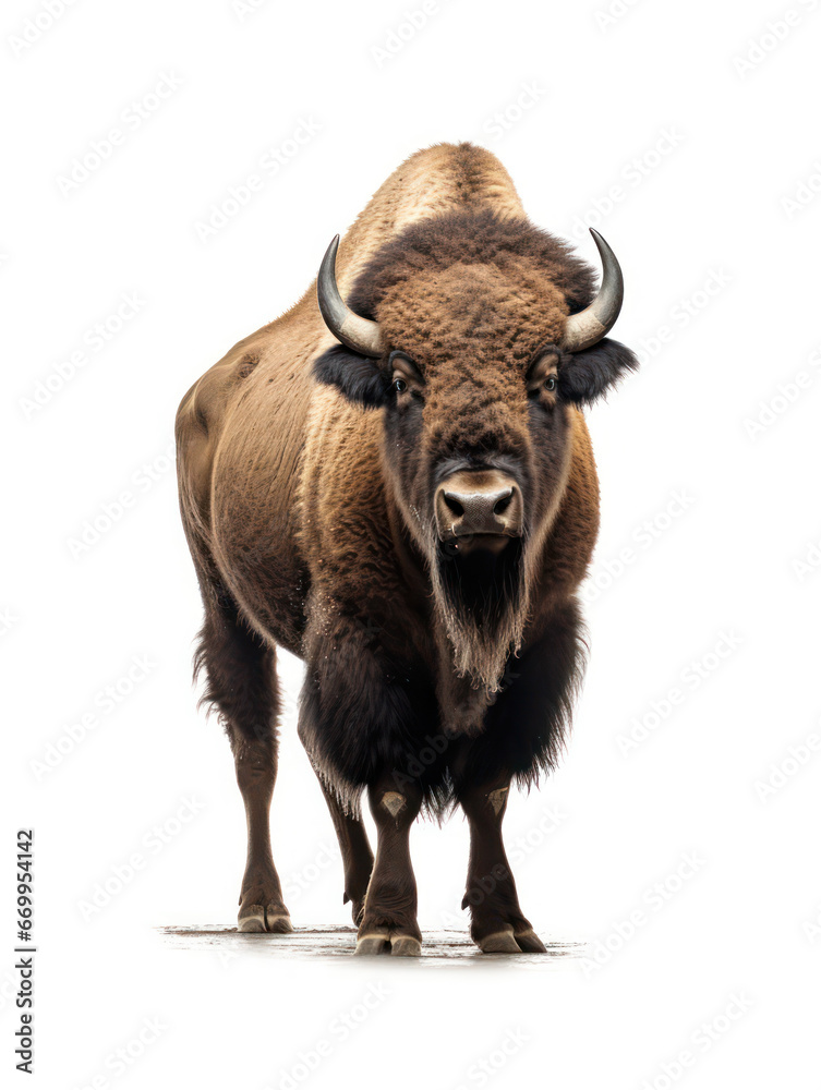 Bison Studio Shot Isolated on Clear White Background, Generative AI Bison Studio Shot Isolated on Clear White Background, Generative AI