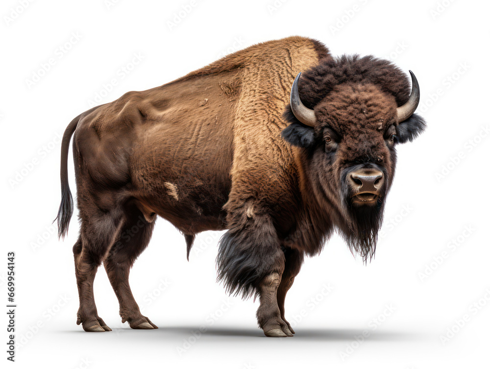 Bison Studio Shot Isolated on Clear White Background, Generative AI