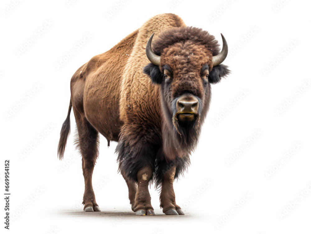 Bison Studio Shot Isolated on Clear White Background, Generative AI Bison Studio Shot Isolated on Clear White Background, Generative AI