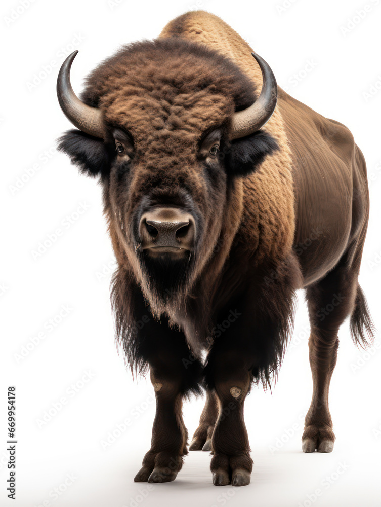 Bison Studio Shot Isolated on Clear White Background, Generative AI Bison Studio Shot Isolated on Clear White Background, Generative AI