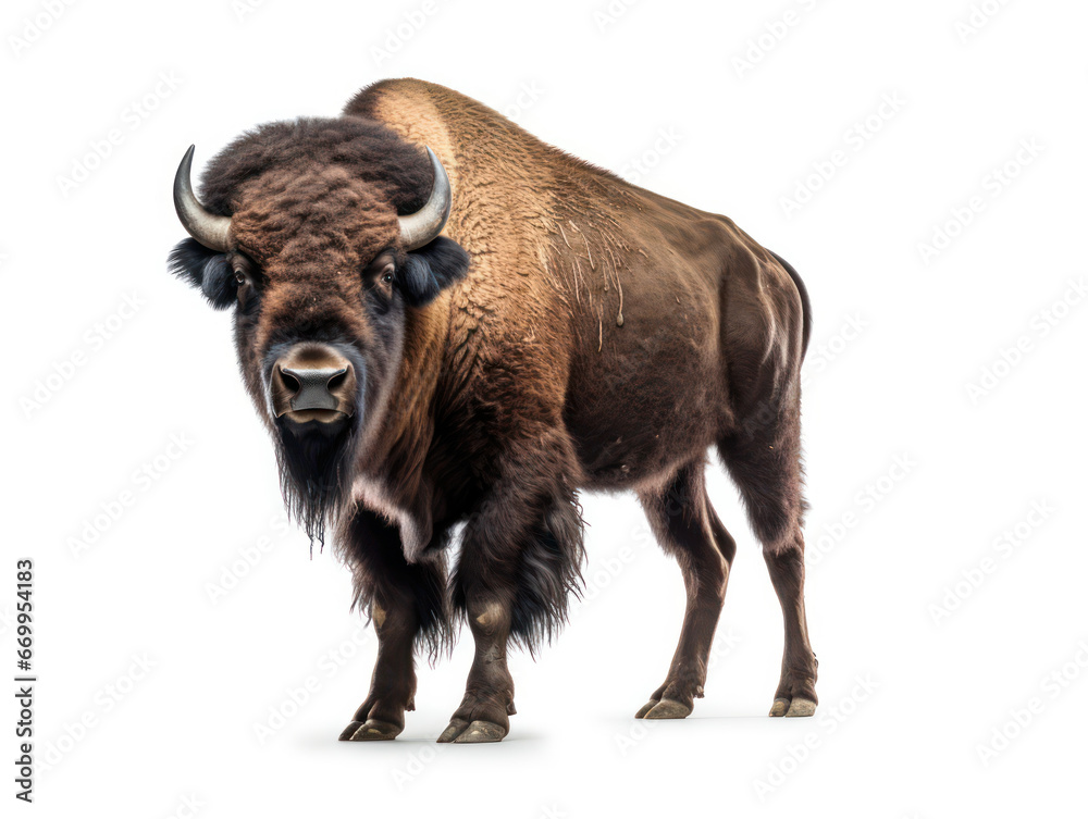 Bison Studio Shot Isolated on Clear White Background, Generative AI Bison Studio Shot Isolated on Clear White Background, Generative AI