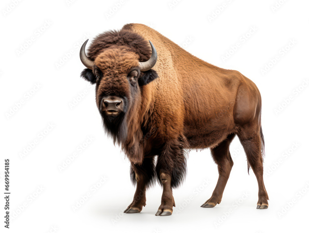 Bison Studio Shot Isolated on Clear White Background, Generative AI Bison Studio Shot Isolated on Clear White Background, Generative AI