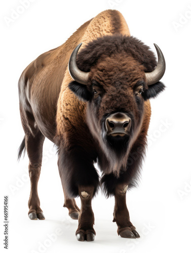 Bison Studio Shot Isolated on Clear White Background, Generative AI