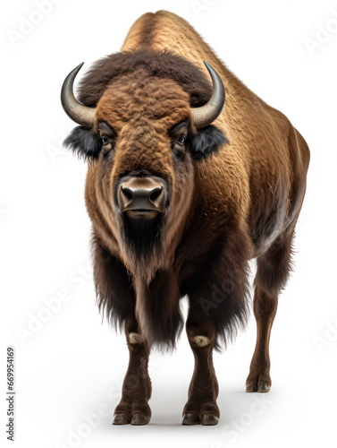 Bison Studio Shot Isolated on Clear White Background, Generative AI